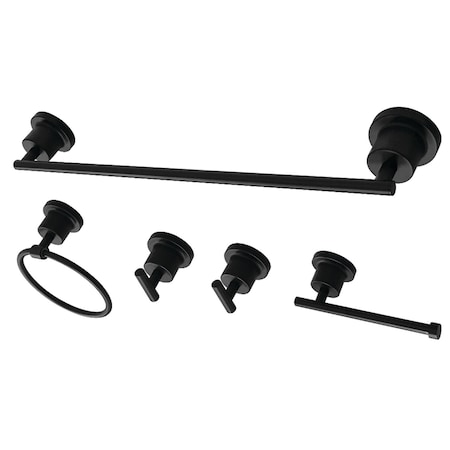 Kingston Brass BAH8212478MB Concord 5-Piece Bathroom Accessory Set, Matte Black BAH8212478MB
